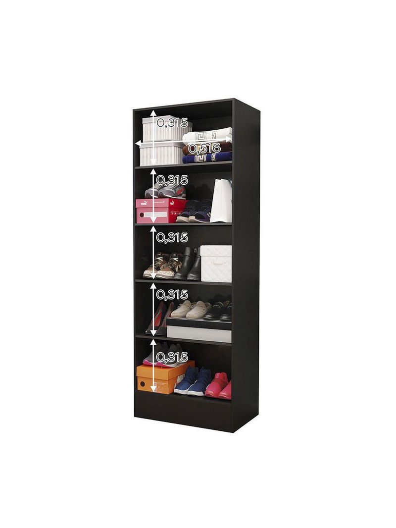 Sapateira Clarice 180cm Em Mdp Carioca Móveis Preto