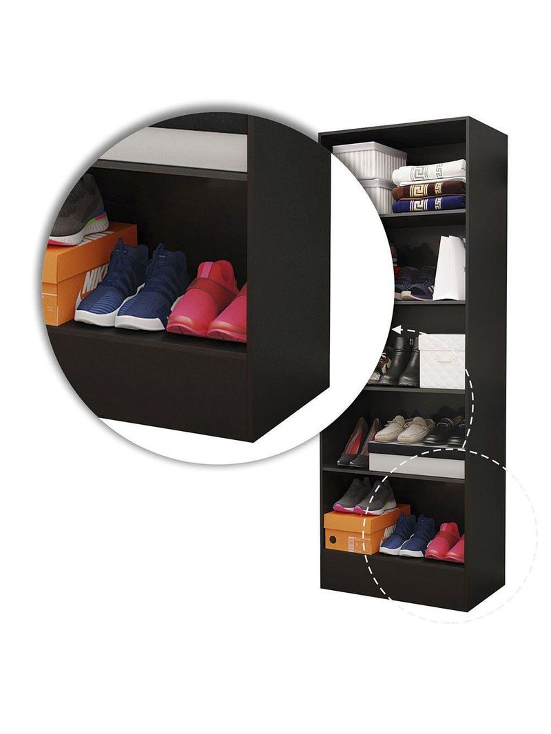 Sapateira Clarice 180cm Em Mdp Carioca Móveis Preto