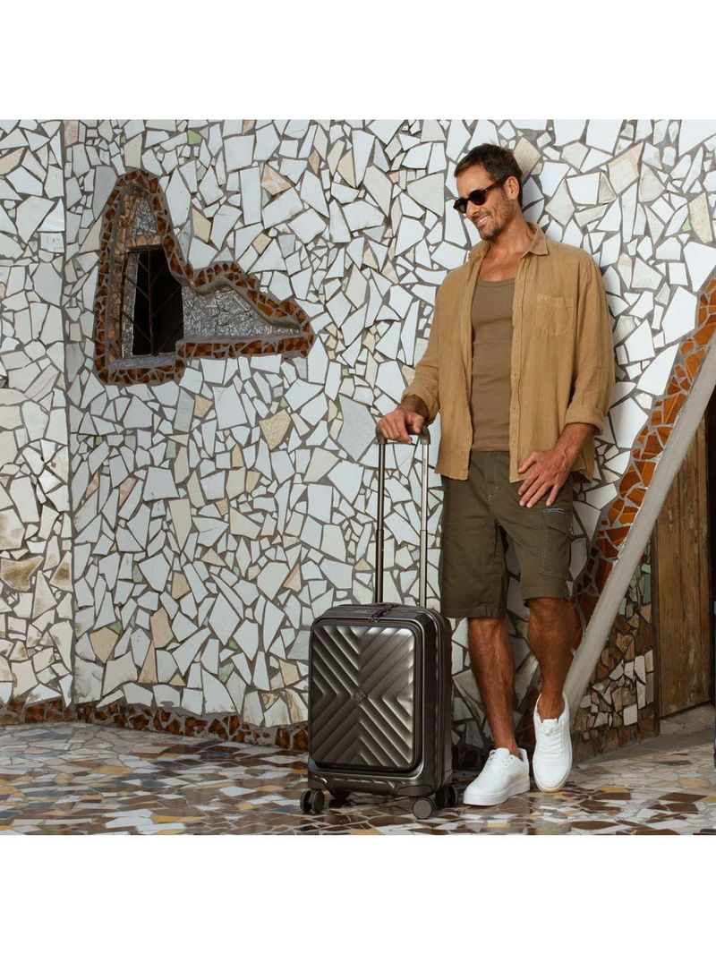 Mala de bordo 10 kg policarbonato 4 rodas barcelona ii cinza