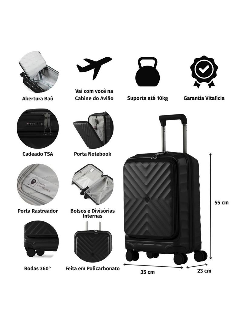 Mala de bordo 10 kg policarbonato 4 rodas barcelona ii azul