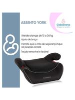 Assento Veicular Infantil Galzerano York De 15 A 36 Kg Preto