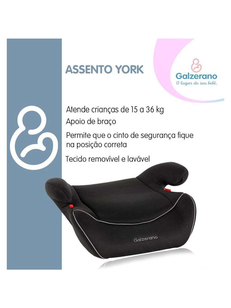 Assento Veicular Infantil Galzerano York De 15 A 36 Kg Preto