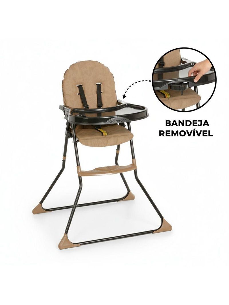 Cadeira De Alimentação Galzerano Para Bebê Alta Nick 5025 Até 23kg Toffee