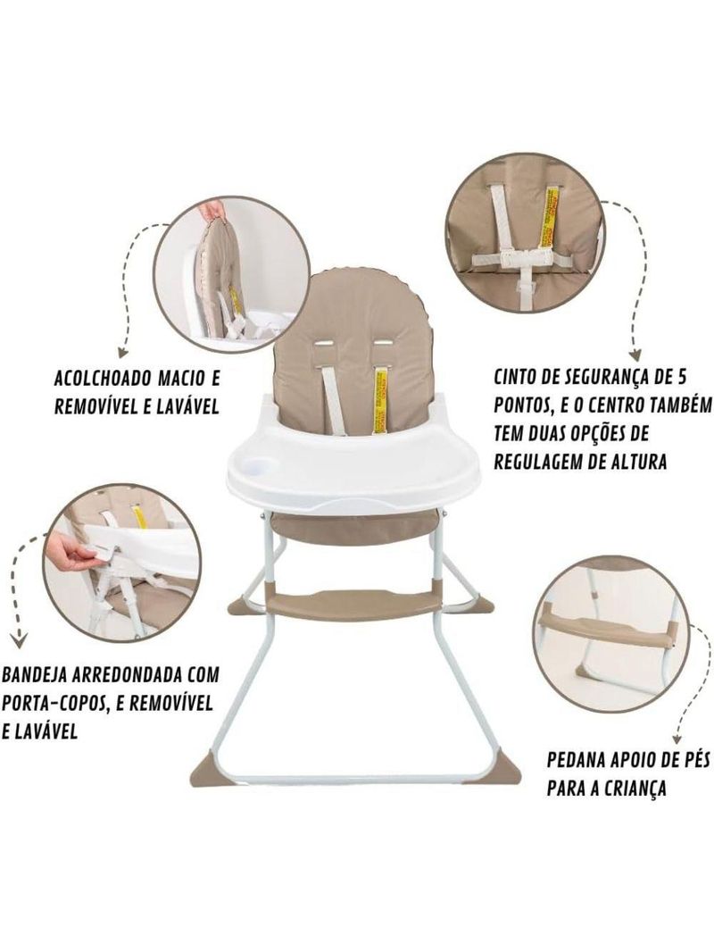 Cadeira De Alimentação Galzerano Para Bebê Alta Nick 5025 Até 23kg Sand