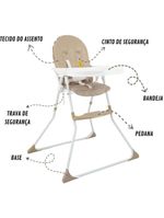 Cadeira De Alimentação Galzerano Para Bebê Alta Nick 5025 Até 23kg Sand