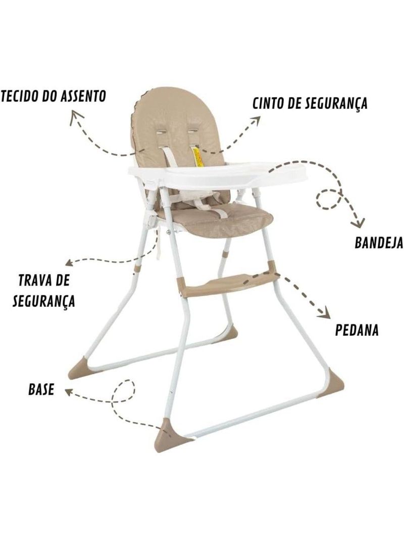 Cadeira De Alimentação Galzerano Para Bebê Alta Nick 5025 Até 23kg Sand