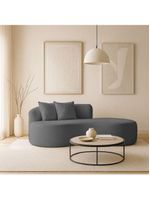 Sofá Sala Curvo 2 Lugares Bouclé Cinza