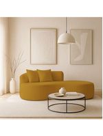 Sofá Sala Curvo 2 Lugares Bouclé Mostarda