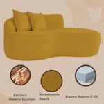 Sofá Sala Curvo 2 Lugares Bouclé Mostarda