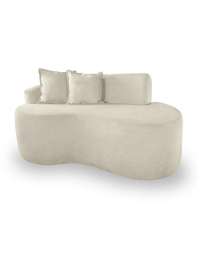 Sofá Sala Curvo 2 Lugares Bouclé Off White