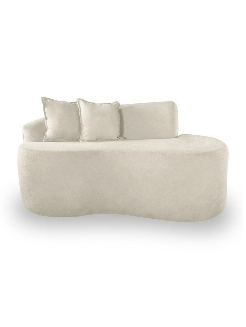 Sofá Sala Curvo 2 Lugares Bouclé Off White