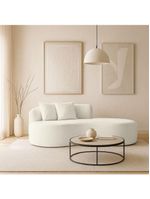 Sofá Sala Curvo 2 Lugares Bouclé Off White