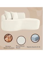 Sofá Sala Curvo 2 Lugares Bouclé Off White