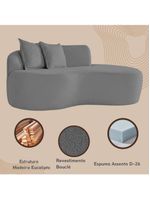 Sofá Sala Curvo 2 Lugares Bouclé Cinza