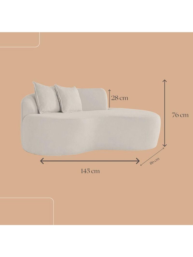 Sofá Sala Curvo 2 Lugares Bouclé Cinza