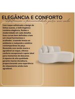 Sofá Sala Curvo 2 Lugares Bouclé Off White