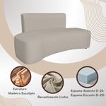 Sofá Orgânico Curvo Feijão Sala Elegante 3 Lugares Recepção Cinza Escuro