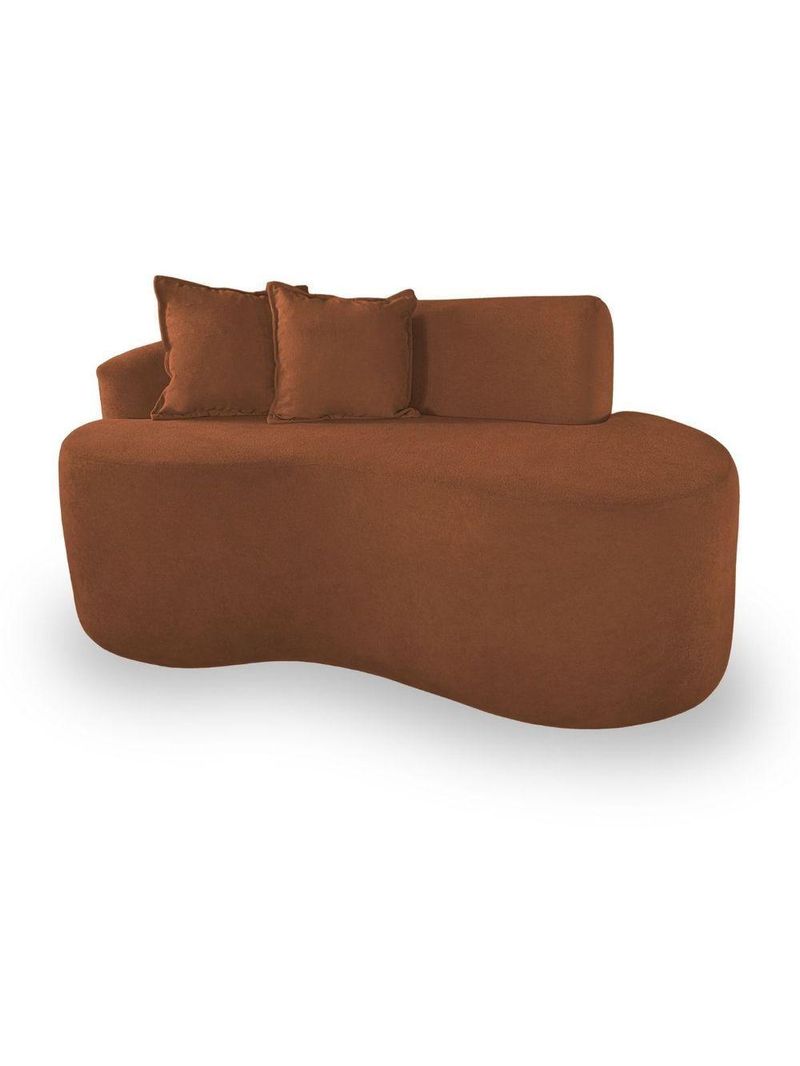 Sofá Sala Curvo 2 Lugares Bouclé Terracota