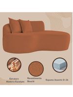 Sofá Sala Curvo 2 Lugares Bouclé Terracota