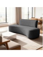 Sofá Curvo Design Orgânico Luxo Sala Contemporânea Suede Cor:cinza Escuro