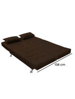 Sofá Cama Casal Com Almofadas Bettina Suede Marrom Escuro