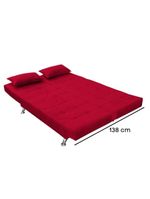 Sofá Cama Casal Com Almofadas Bettina Suede Vermelho