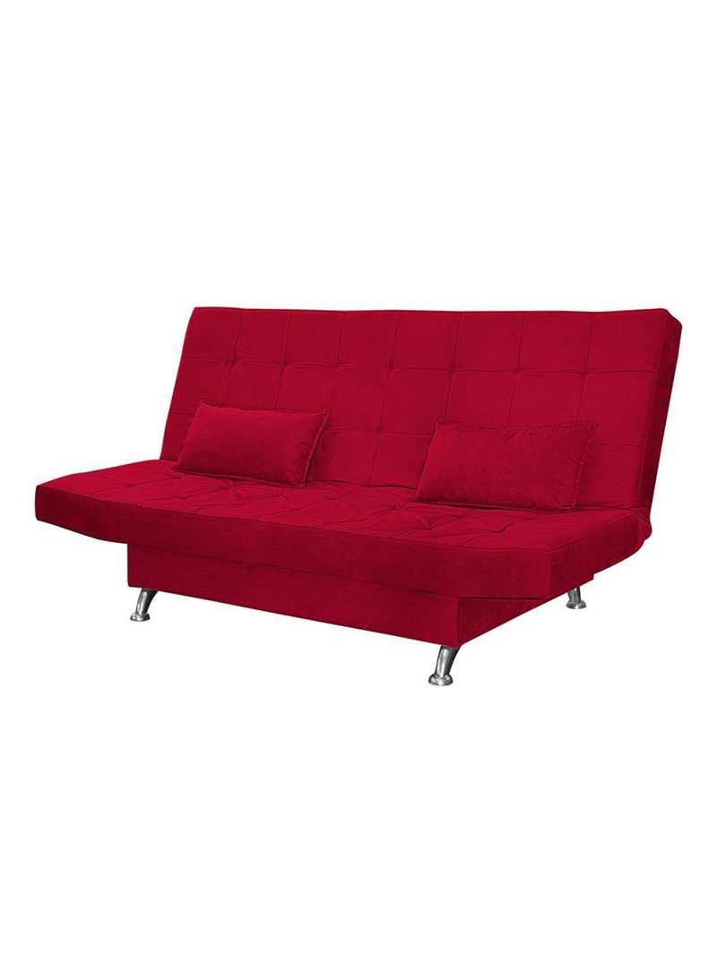 Sofá Cama Casal Com Almofadas Bettina Suede Vermelho
