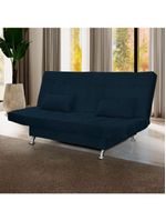 Sofá Cama Casal Com Almofadas Bettina Suede Azul Marinho