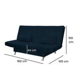 Sofá Cama Casal Com Almofadas Bettina Suede Azul Marinho