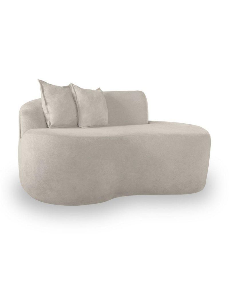 Sofá Sala Curvo 2 Lugares Bouclé Bege
