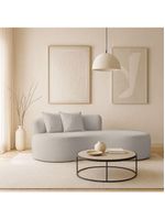 Sofá Sala Curvo 2 Lugares Bouclé Bege