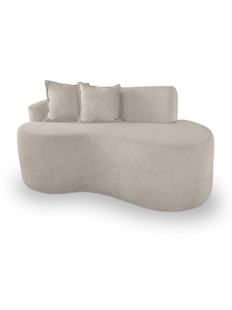 Sofá Sala Curvo 2 Lugares Bouclé Bege