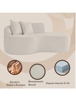 Sofá Sala Curvo 2 Lugares Bouclé Bege