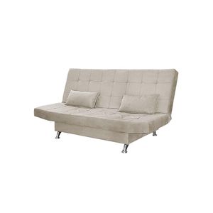 Sofá Cama Casal Com Almofadas 3 Lugares Bettina Suede Bege
