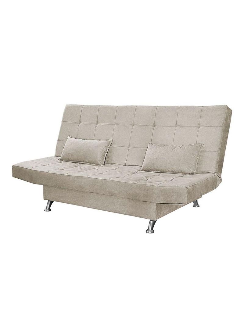 Sofá Cama Casal Com Almofadas 3 Lugares Bettina Suede Bege