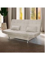 Sofá Cama Casal Com Almofadas 3 Lugares Bettina Suede Bege