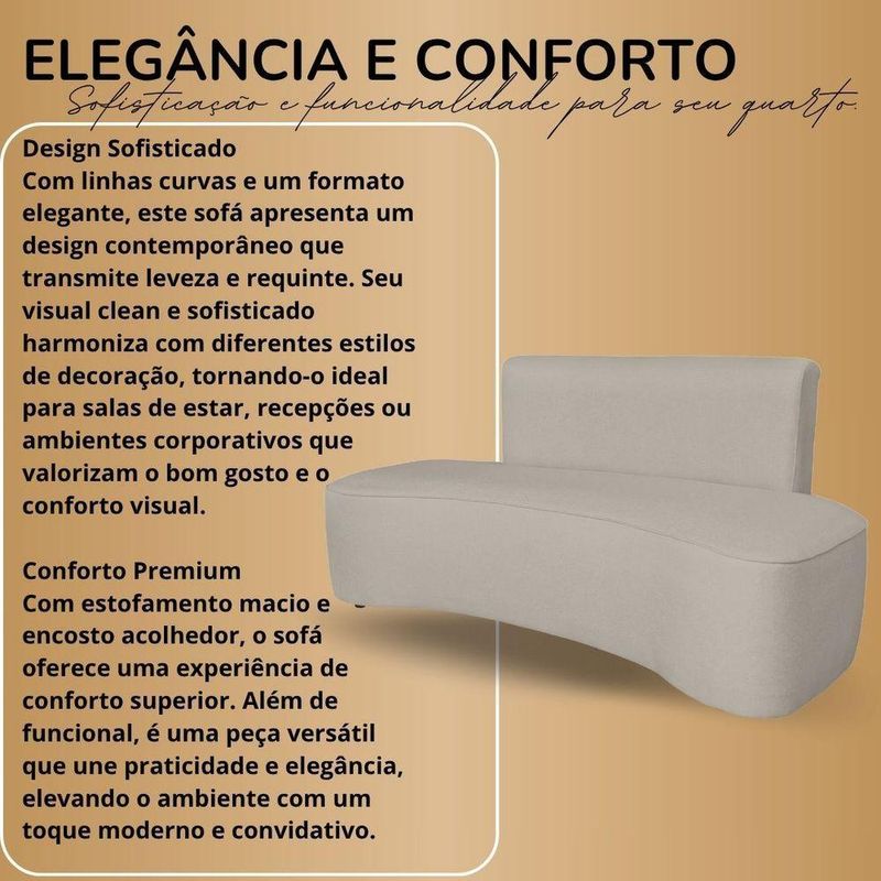 Sofá Orgânico Curvo Feijão Sala Elegante 3 Lugares Recepção Menta