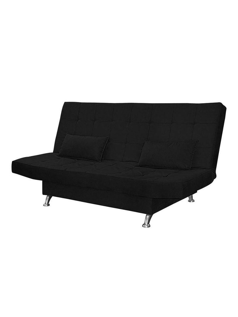 Sofá Cama Casal 3 Lugares Com Almofadas Bettina Suede Preto