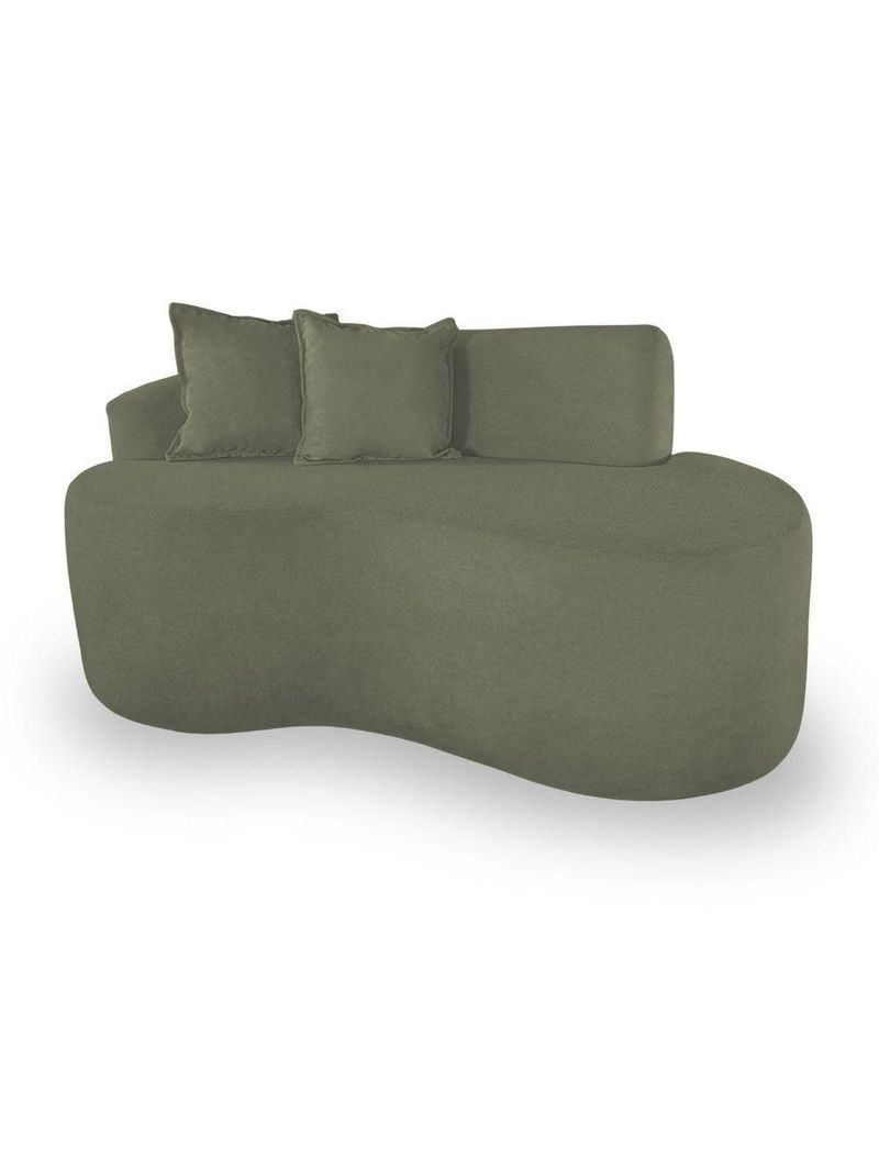 Sofá Sala Curvo 2 Lugares Bouclé Verde