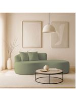 Sofá Sala Curvo 2 Lugares Bouclé Verde