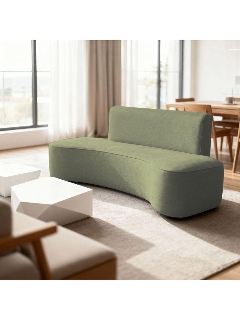 Sofá Forma Orgânico 3 Lugares Recepção Sala Curvo Escritório menta