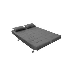 Sofá Cama Casal 3 Lugares Com Almofadas Bettina Suede Cinza