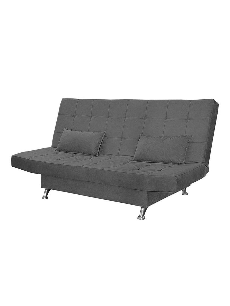 Sofá Cama Casal 3 Lugares Com Almofadas Bettina Suede Cinza