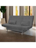 Sofá Cama Casal 3 Lugares Com Almofadas Bettina Suede Cinza