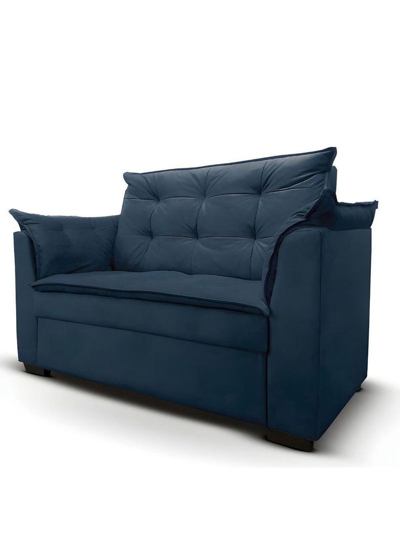 Sofá 2 Lugares Para Sala Moderno Confortável ágata Suede azul Marinho