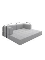 Sofá Na Caixa Modular 2 Lugares Linho Bege Olívia Para Sala Cinza