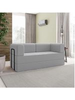 Sofá Na Caixa Modular 2 Lugares Linho Bege Olívia Para Sala Cinza