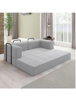 Sofá Na Caixa Modular 2 Lugares Linho Bege Olívia Para Sala Cinza