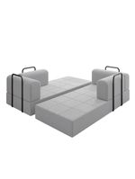 Sofá Na Caixa Modular 2 Lugares Linho Bege Olívia Para Sala Cinza