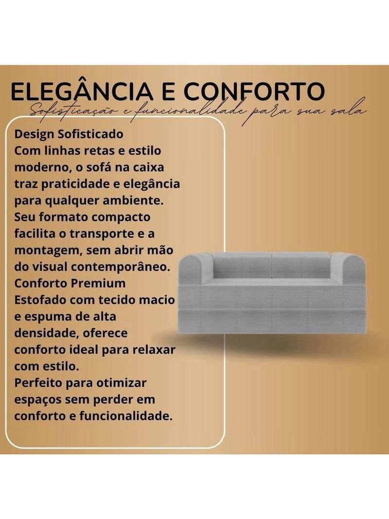Sofá Na Caixa Modular 2 Lugares Linho Bege Olívia Para Sala Cinza